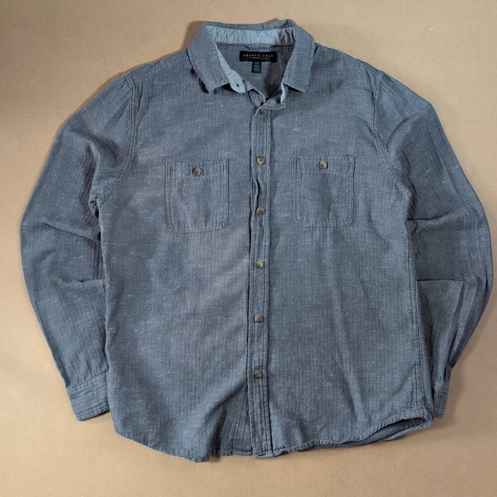 Aéropostale Men’s M Gray Cotton Workwear Shirt Utility